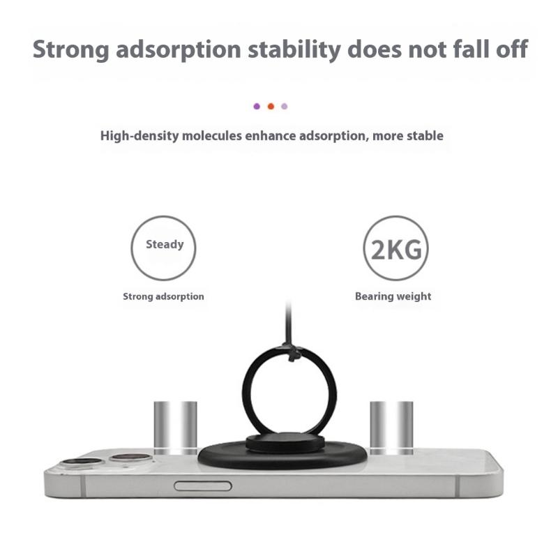 Adjustable Phone Finger Stand Magnetic Attachment Wireless Charging Foldable 360 Rotating With Adjustable Viewing Angle