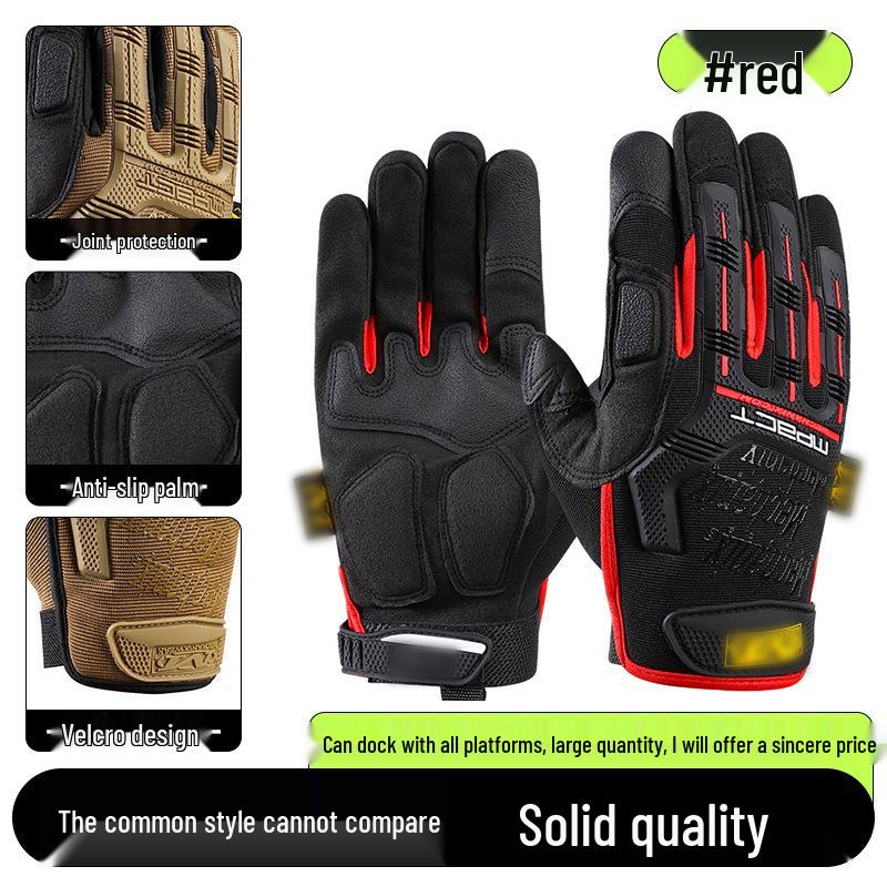 Men's Full-Finger Outdoor Tactical Gloves - Cut-Resistant, Wear-Resistant for Motorcycle Riding & Combat