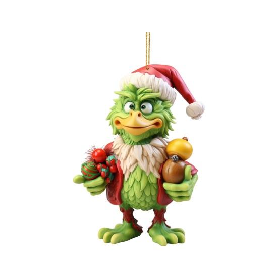 1/4Pcs Christmas Tree Decoration Cartoon Green Elf Hanging Ornaments Acrylic Flat Pendant Xmas Tree Accessories for Holiday Home Car Decor