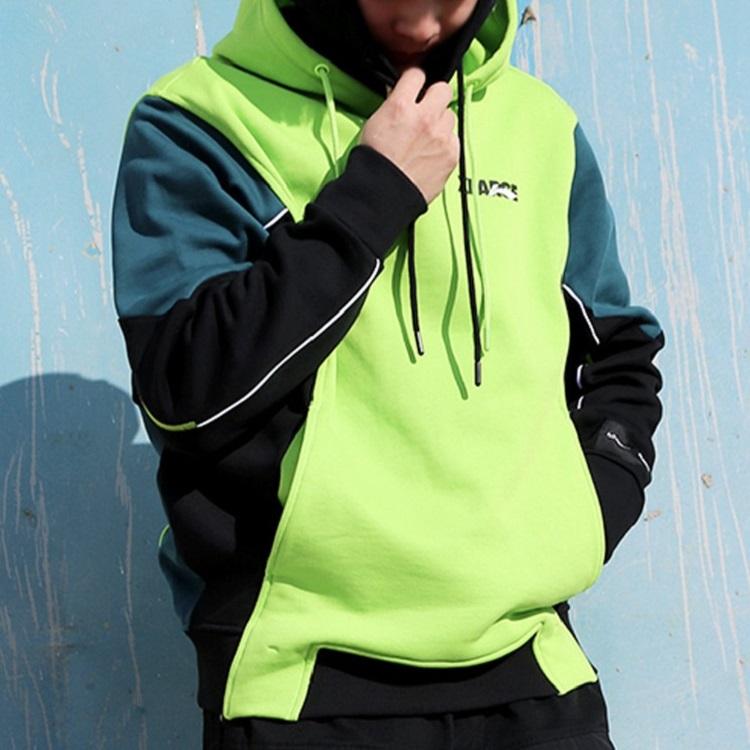 Li-Ning X Xlarge Collaborative Plush-Lined Casual Sports Pullover Hoodie Men Tops Black Green AWDND39-2