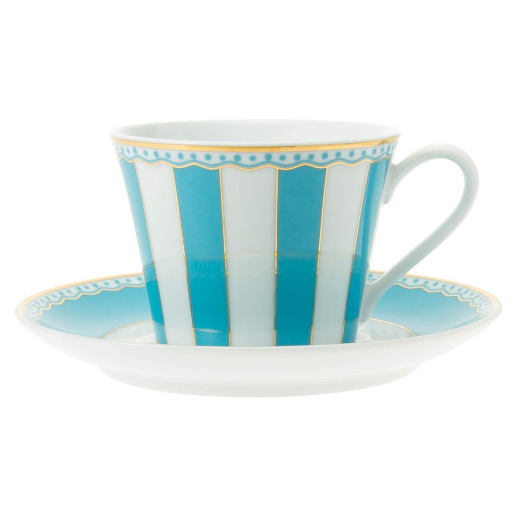 Noritake Cup Saucer Both Coffee and Carnival Light Fine & (for Tea), 250cc, Blue, Porcelain, T002B/M-253