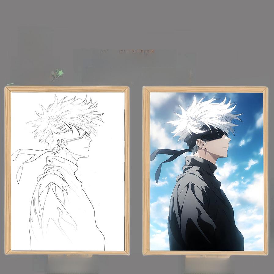 

Gojo Satoru Jujutsu Kaisen Luminous Anime Sketch Decorative Night Light ABS white 21*16.5 [plug-in type]