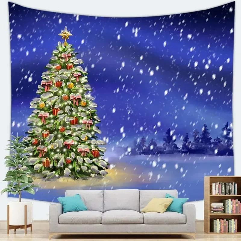 Рождественская тема Снежная сцена Гобелен Гостиная Диван Домашний декор Гобелен 100x75cm — фото 12