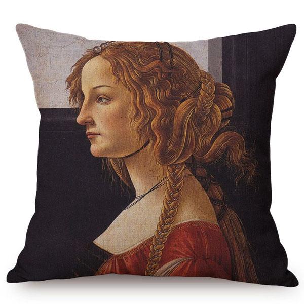 Famous Character Portrait Vintage Oil Painting Art Sofa Pillow Case Cotton Linen Luxury Gallery Chair Decorative Cushion Cover
