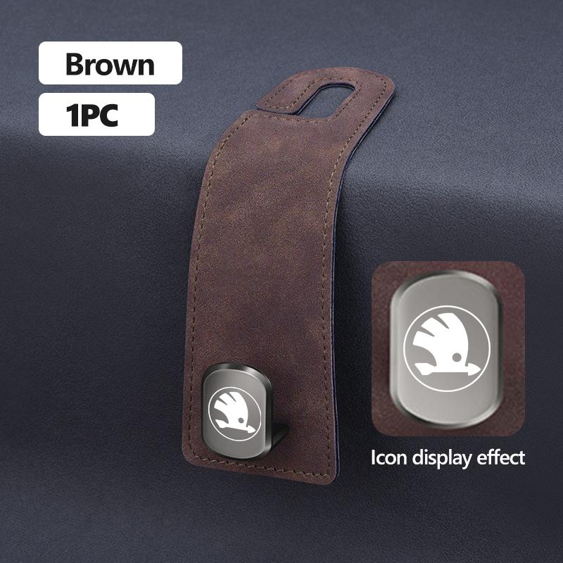 FFRP2 For Skoda Alloy Car Seat Backrest Hook Car Headrest Hooks Hanger Accessories Kodiaq Fabia Kamiq Karoq Octavia 2 3 Rapid Scala