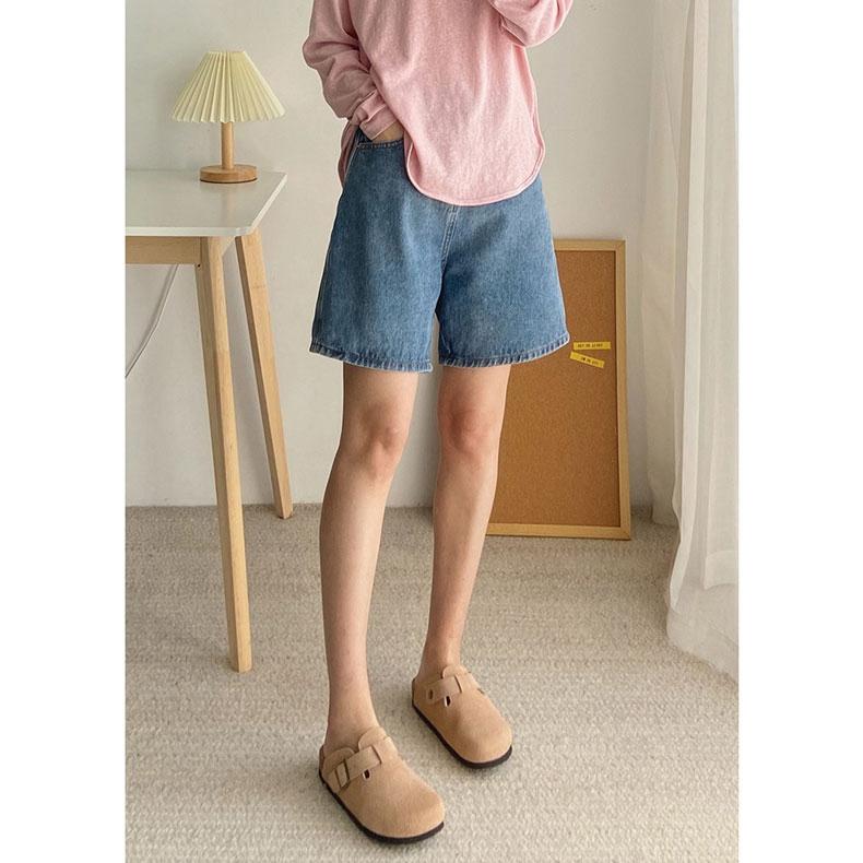 

Классические джинсовые шорты женские летние синие шорты с высокой талией повседневные широкие брюки прямые джинсы женские шорты XL синий