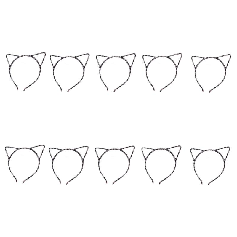 10Pieces Cats Ear Hairhoop Hair Styling Ornament Bendable Hairband For Kids Adults Theme Parties And Everyday Wear