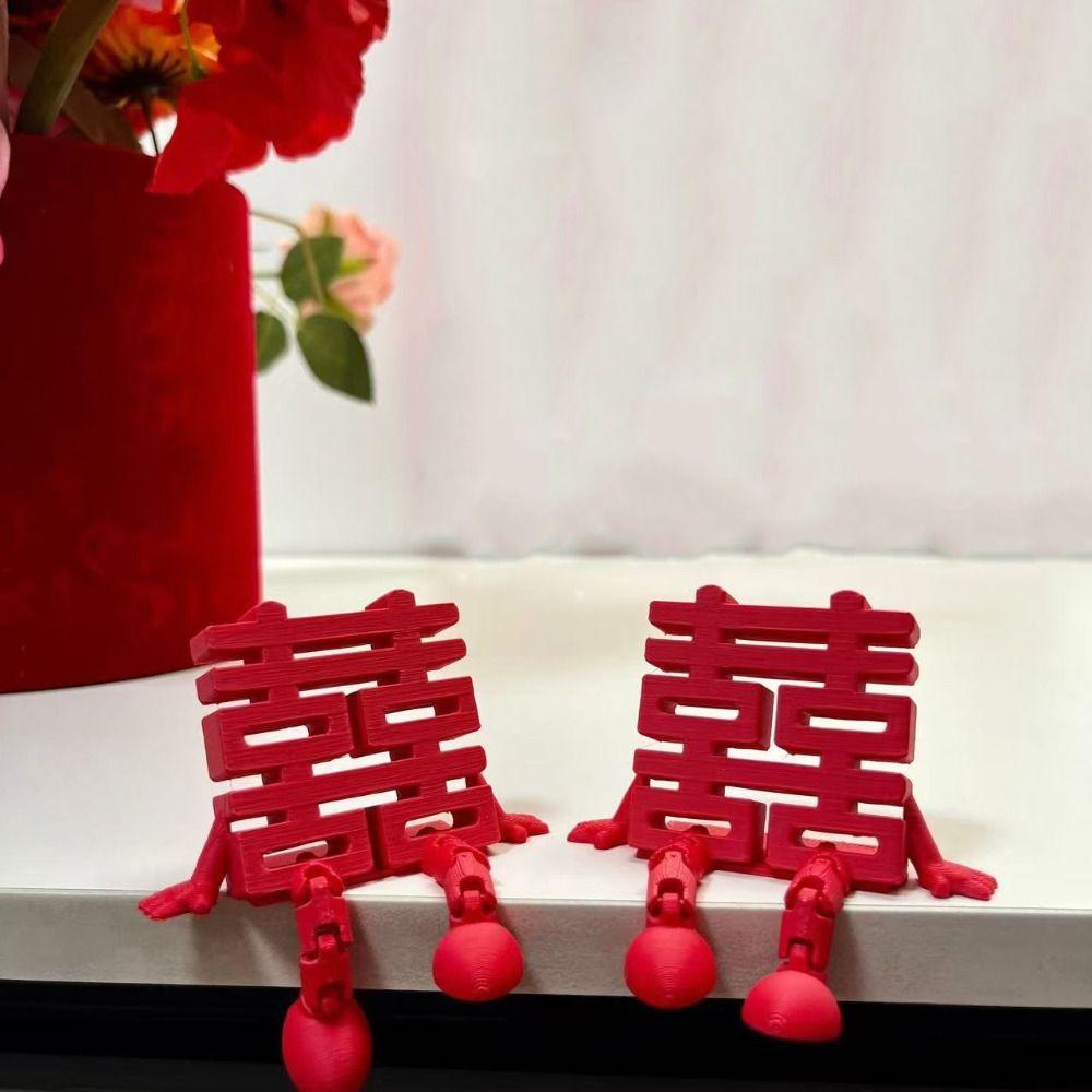 1/2Pcs Red Chinese Wedding Decorations Joint Movability Double Happiness Ornaments  New Year