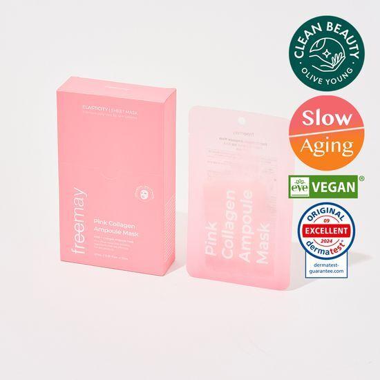 Bamboo Vegan Sheet/Elasticity-Improving Freemay Pink Collagen Ampoule Mask (10 Sheets)