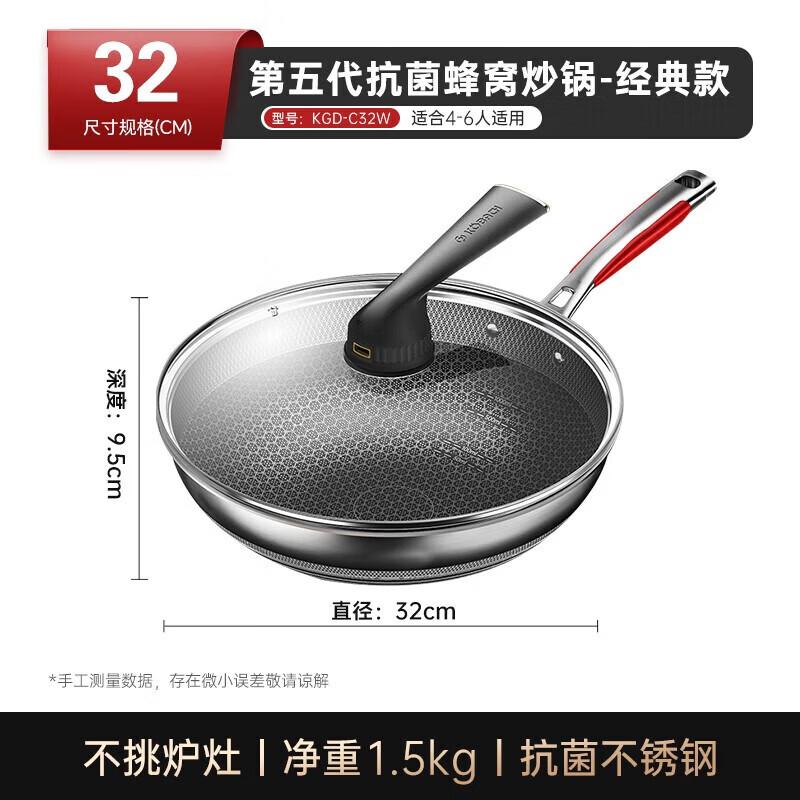 KÖBACH 5th Gen Antibacterial Honeycomb Non-stick Wok 32cm