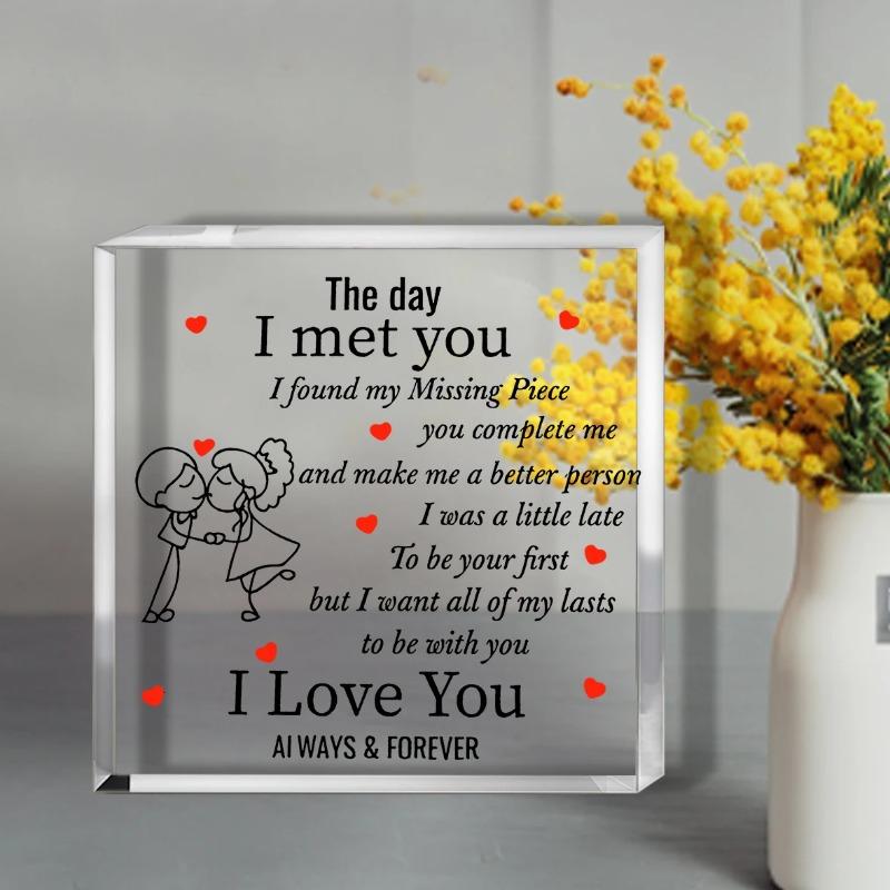 2D Flat Romantic Anniversary Acrylic Desktop Decoration Plaque, Home Decor Plaque Hanging Wall Art Decorative Garden Decoration for Room Door Signs Ha