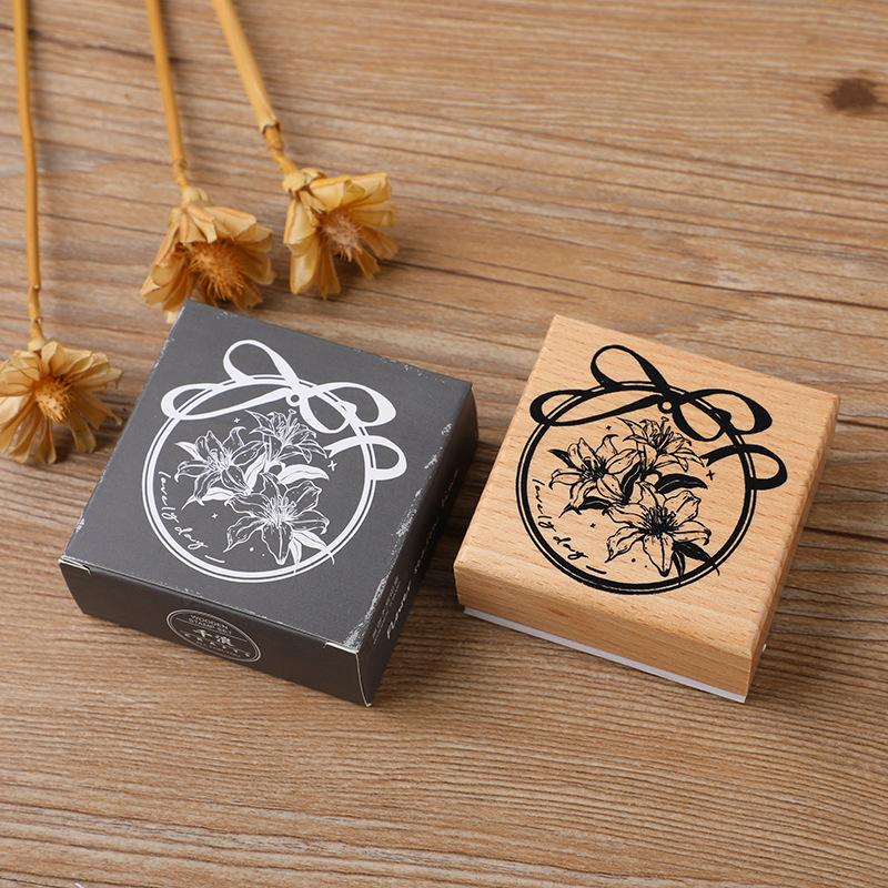 Huano Time Series Wooden Forest Secret Realm Stamps Fresh Literary Handbook DIY Decoration Material Stamps Assorted Stamp