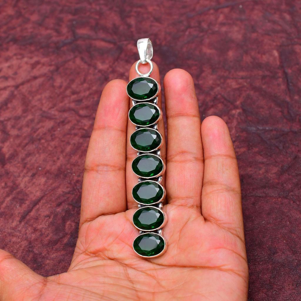 Awesome Chrome Diopside Gemstone Pendant: 925 Sterling Silver Handmade Pendant Necklace Jewelry