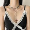Layered Pearl Cross Pendant Necklace Women Long Sweater Chain Vintage Minimalist Choker Style