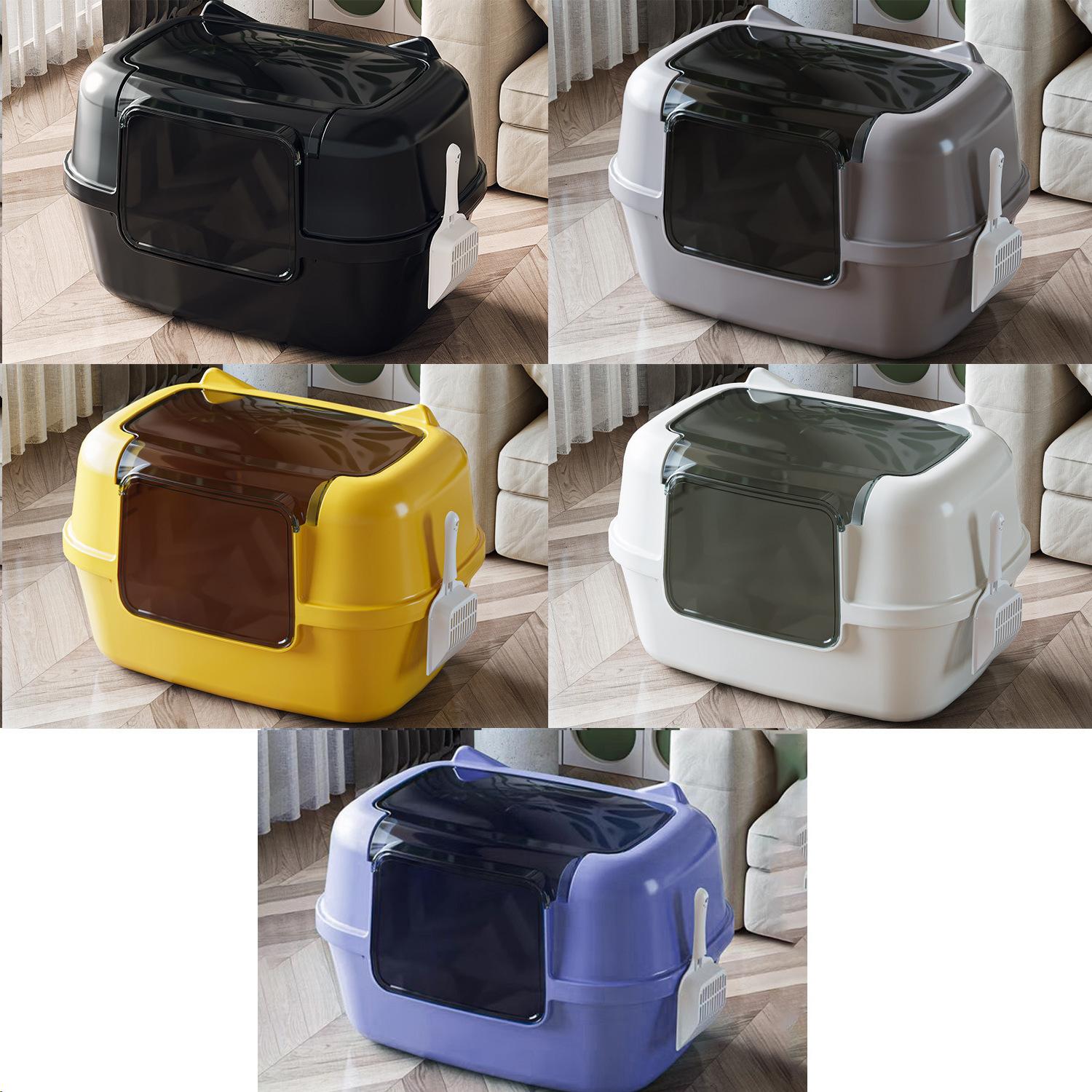 

Кошачий туалет большой вместимости полупрозрачный кошачьи ушки полностью закрытый очень большой интегрированный лоток для кошачьего наполнителя free cat litter shovel.