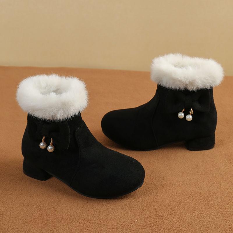 

Новые красно-черные хлопковые ботильоны-принцессы для девочек - Низкий каблук, Осень/Зима Size 37, 22.9 cm