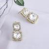 Elegant 3D Square Stud Earrings with Imitation Diamonds - Dangle Design for a Sophisticated Look