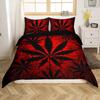 Red Hemp Leaf Three-Piece Quilt Cover 3D Digital Printing Bedding Set Bed Cover