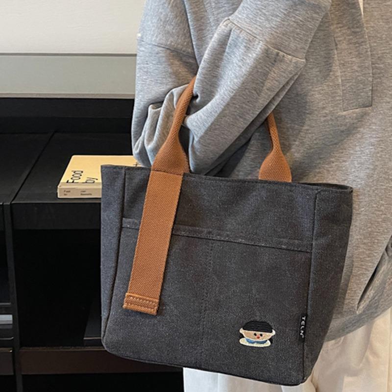 Solid Color Large-capacity Leisure Bag Autumn New Go Out Make-up Bag Shoulder Underarm Tote Bag