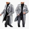 Mens Mid-Length Wool Blend Coat British Style Slim Fit Double Breasted Suit Collar Winter Warm Outerwear
