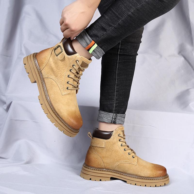 Autumn and Winter Men's Boots Trendy Minimalist Design Style Leisure Business Office Outdoor Motorcycle Genuine Leather Shoes