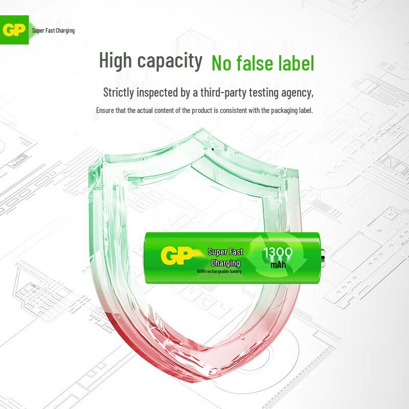 GP Super 5 Rechargeable AA Batteries 1300mAh, Pack of 4 - Guaranteed Authentic