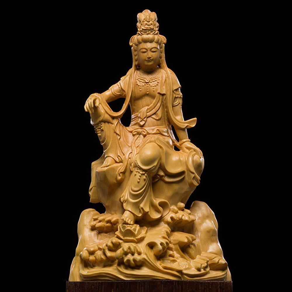 Seated Kannon Bodhisattva Premium Natural Boxwood Wooden Buddhist Buddhist Boxwood Kannon Kannon Comes in a Custom Presentation Box with Care