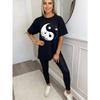 Oversized T Shirt Black Yin Yang Print Casual Wear For Women Streetwear Fashion Trendy Top Summer Outfit