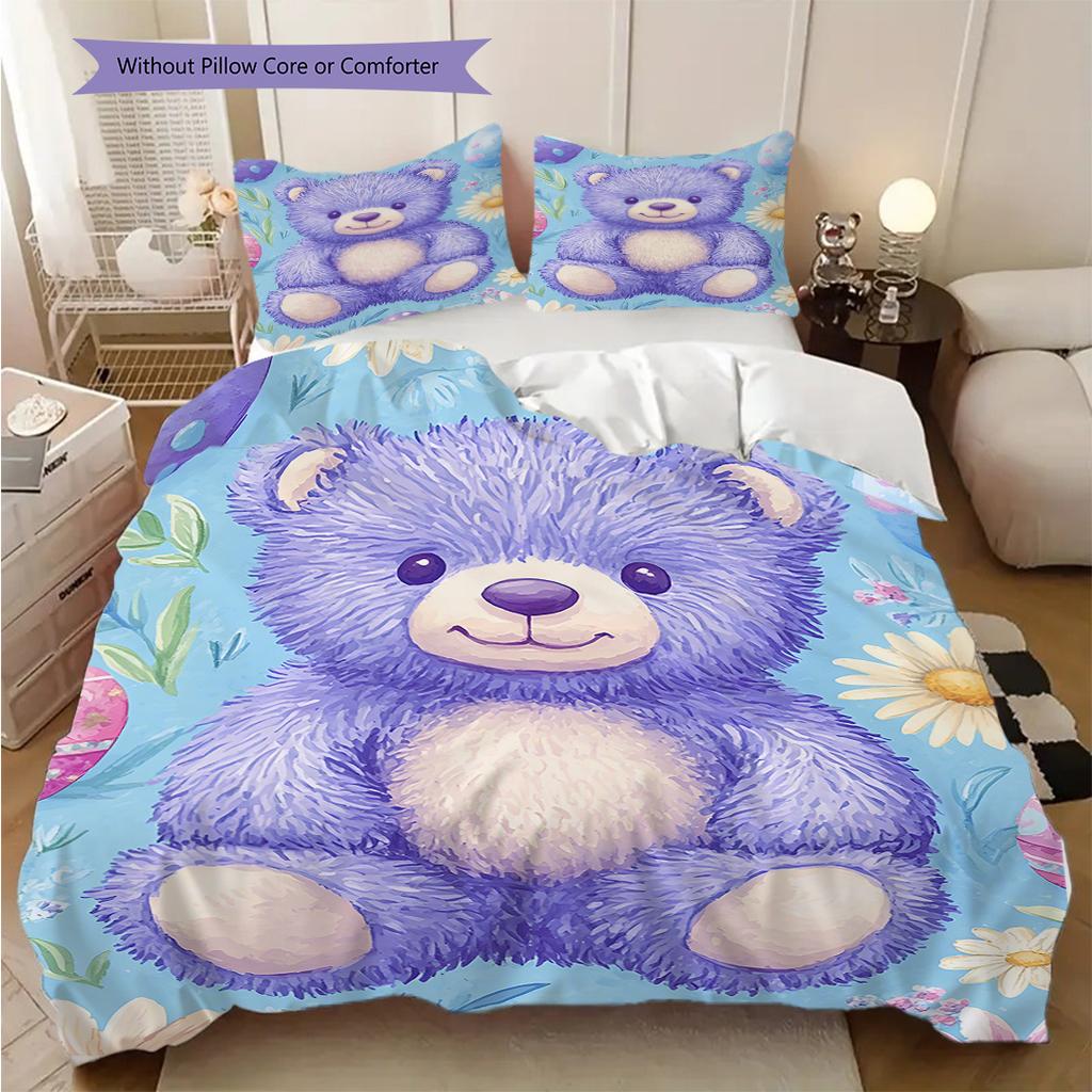 Bärenpuppenmuster Bettwäsche Steppdecken-Set Bettbezug Kissenbezug Heimdekoration Geburtstagsgeschenk (1 Bettbezug + 2 Kissenbezüge, ohne Füllung)