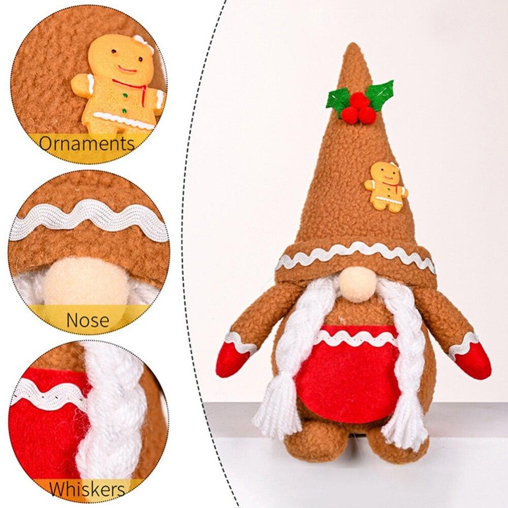 Gingerbread Man Christmas Gnome Decoration Plush Christmas Elf Decoration Farmhous Santa Tomte Swedish Face Figurines