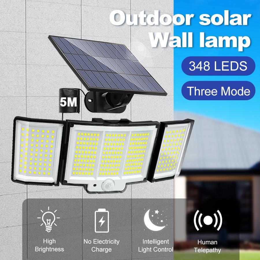 348 LED Solar Motion Sensor Lights Outdoor 3 Mode IP65 Waterproof Solar Powered Flood Light for Garden Yard Patio Security Light