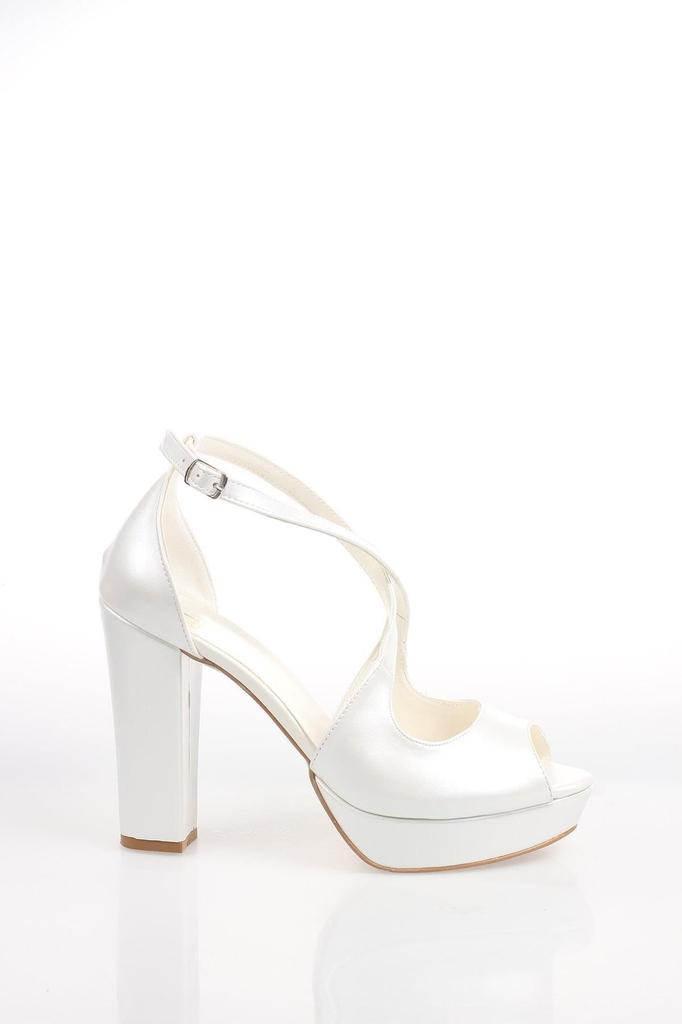 Women's Fashion Style High Heels Skin Face Pearl Party Wedding Evening Dress Shoes