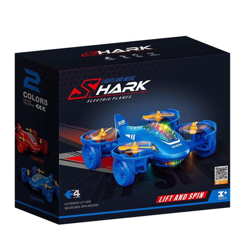 Electric Shark Airplane Toy, Crash-Resistant LED Bionic Flying Toy, Outdoor Interactive Plaything for Kids 6-12, Blue