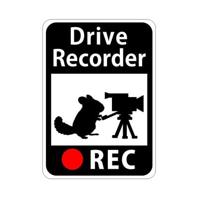 Dash Cam Sticker "Chinchillas and Camera" Drive Recorder/REC S65 (White, Repel Sticker)