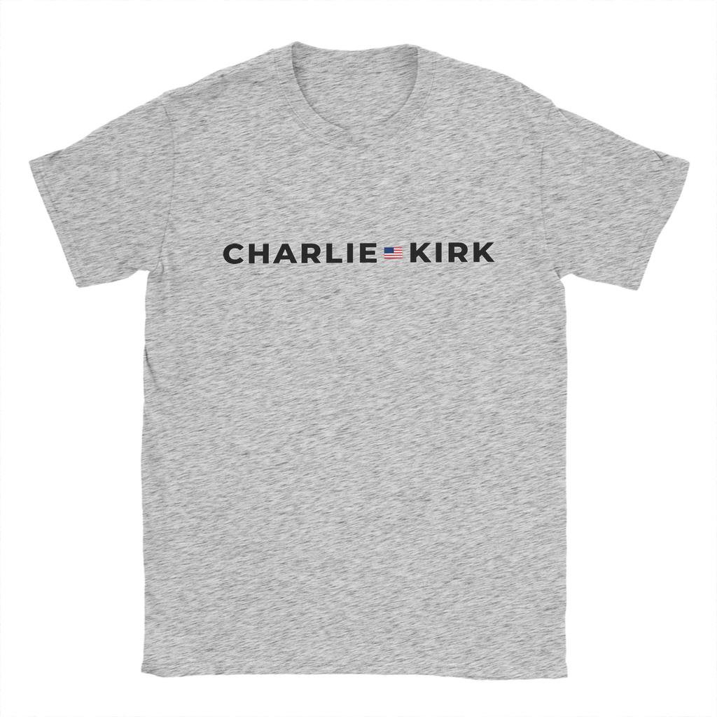 Casual Charlie Kirk Logo T-Shirts Men Round Collar Cotton T Shirt  Short Sleeve Tees Big Size Clothing
