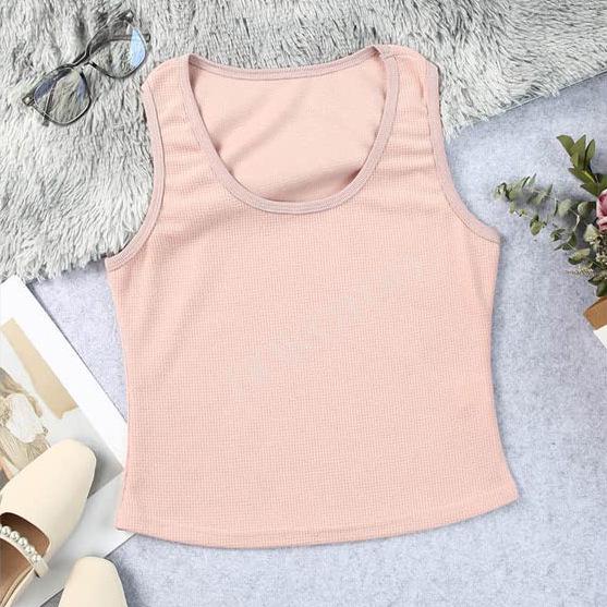 2023 Women's Spring & Autumn Vest: Comfortable Casual Solid Color U-Neck T-Shirt