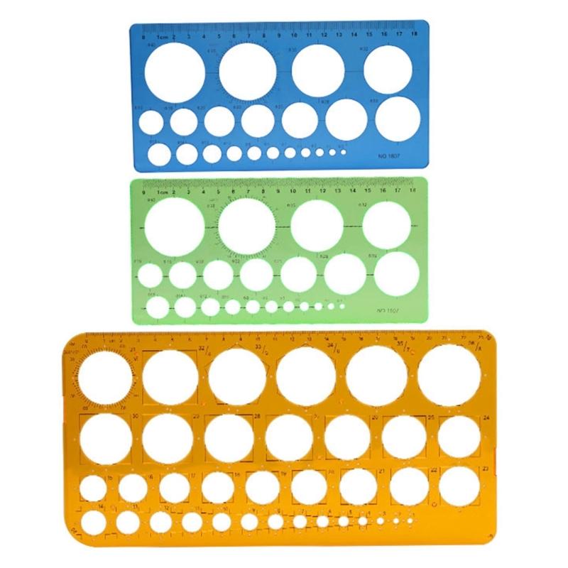 Circles Templates Measuring Circles Ruler Circles Stencil Geometry Ruler Office School Supplies for Building Drawing
