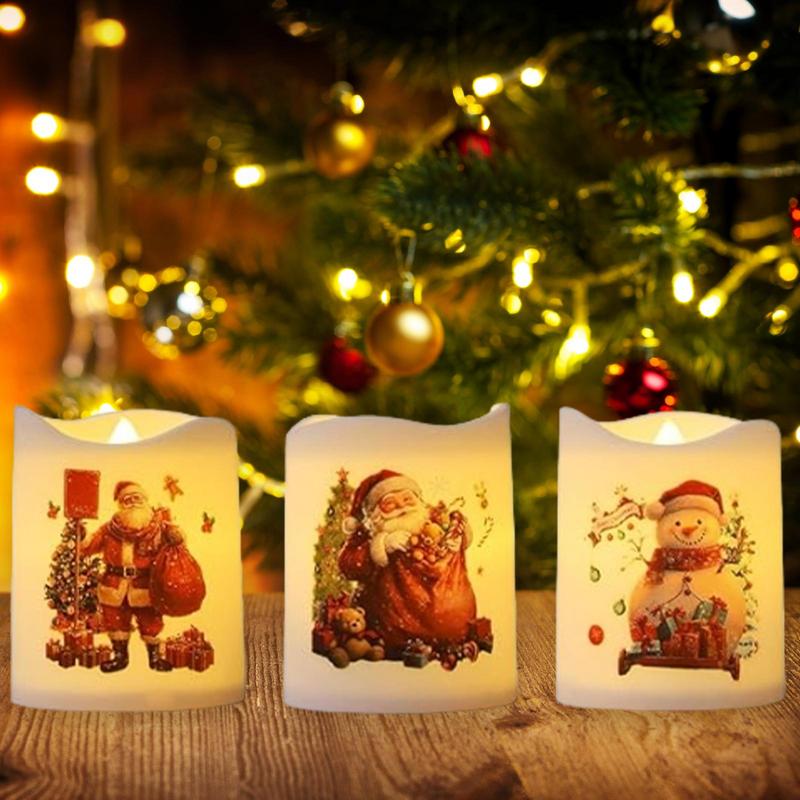 Christmas LED Candles Battery Operated Santa Claus Candles 6X Christmas Candles Desktop Ornaments for Holiday Home Decor