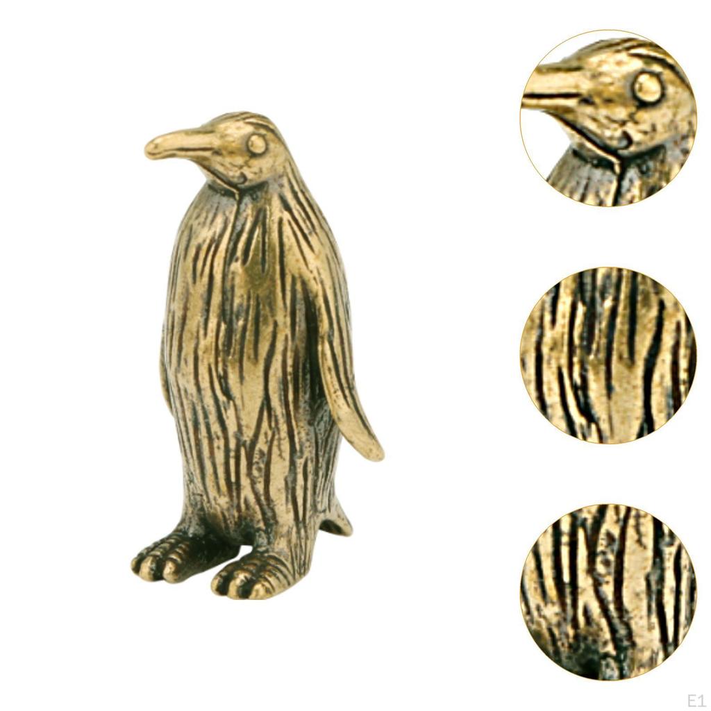 Mässing Pingvin Samlarobjekt Gåva Liten Skulptur Kopparstaty Konst Prydnad för Kontor Hem Sovrum