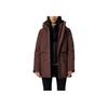 SAUCONY Solid Color Long Hooded Down Jacket Women Outerwear Chestnut-Brown SC1240166A-CO56