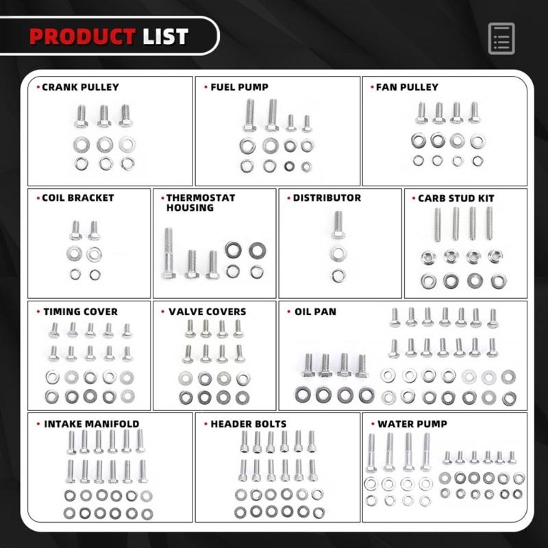 304 Stainless Steel Bolts with 265 283 302 305 307 327 350 Engines