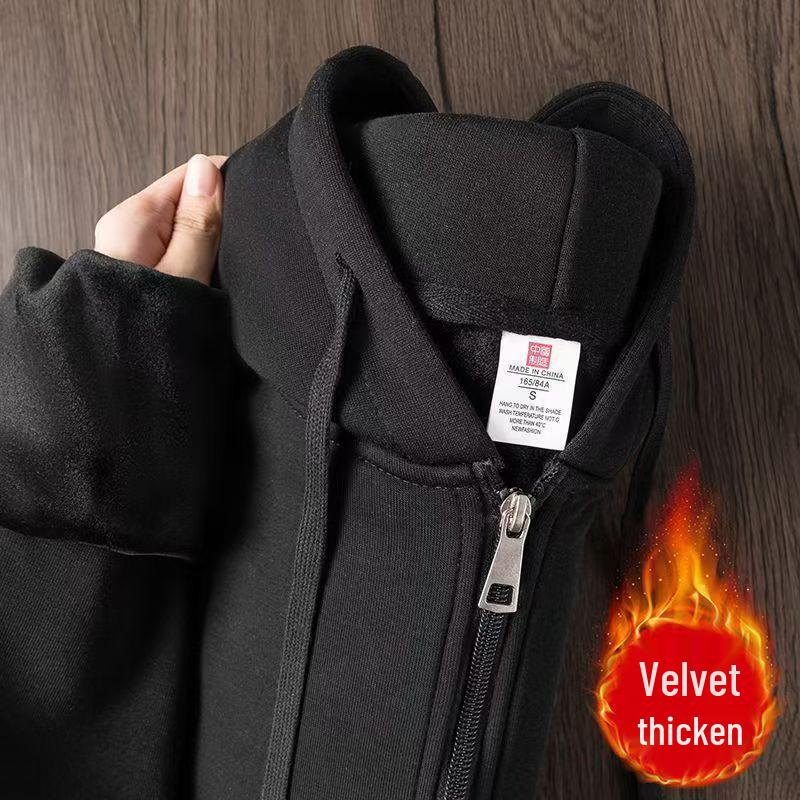 Unisex American Retro Oversize Heavyweight Zip-Up Hoodie with Plus Velvet, Loose Fit, Autumn/Winter Sportswear Cardigan.