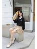 Women's Retro Embroidered Polo Collar Half-Zip Pullover - Long Sleeve, Spring/Autumn 2025