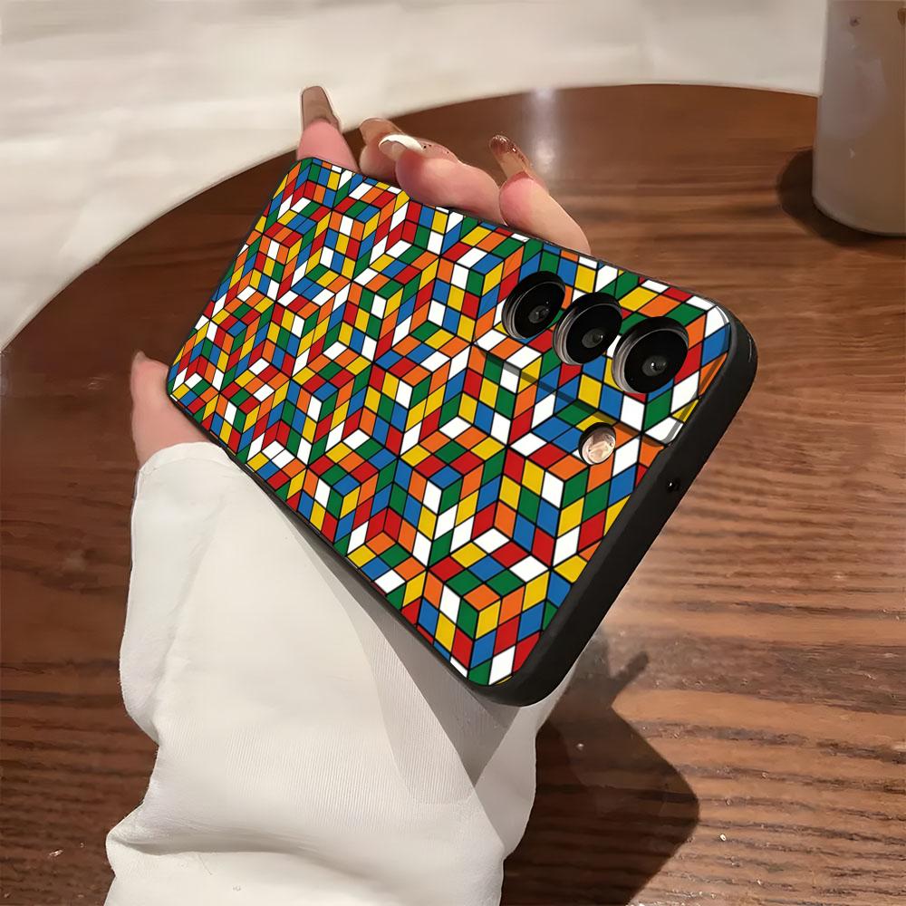Cool Funny Rubiks Cube Phone Case For Samsung S26 S25 S24 FE S23 S22 S21 Plus S20 Ultra Note20Ultra Black Soft Shell