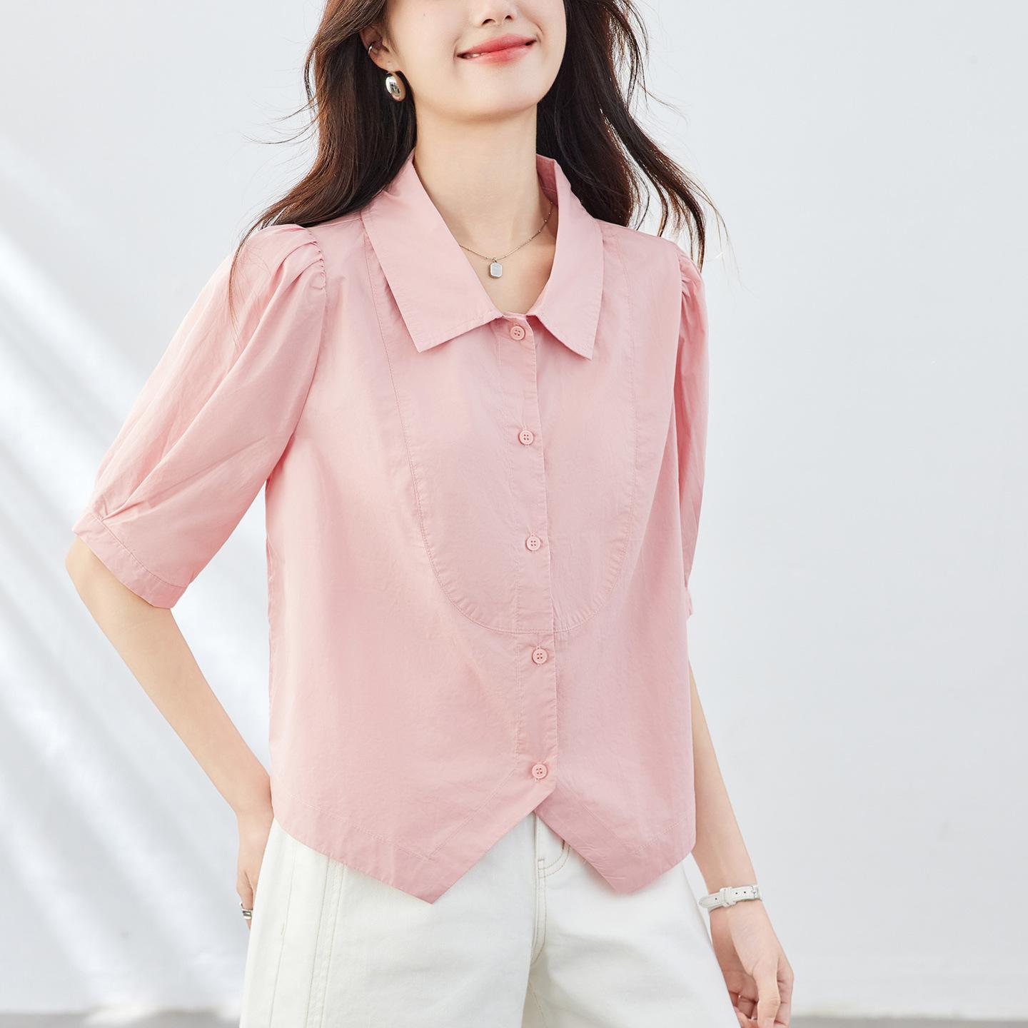 

Lapel Shirt for Women Short-sleeved Summer New Design Niche Top Short Small Shirt M