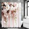 Różowa Zasłona Prysznicowa w Kwiaty Róży, Dekoracyjna Zasłona Prysznicowa do Łazienki, Wodoodporna Zasłona Prysznicowa z Haczykami