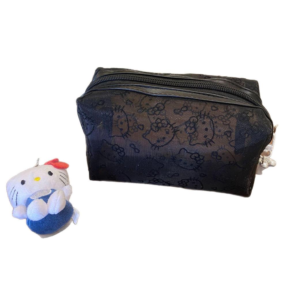 New Korean Style Flocking Mesh Makeup Bag: Portable Cosmetic Organizer & Coin Purse