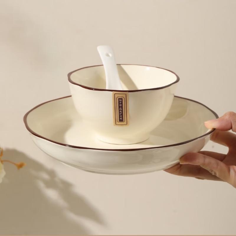 SAMLNG·DY Mocha Cream Style Ceramic Dinnerware Set