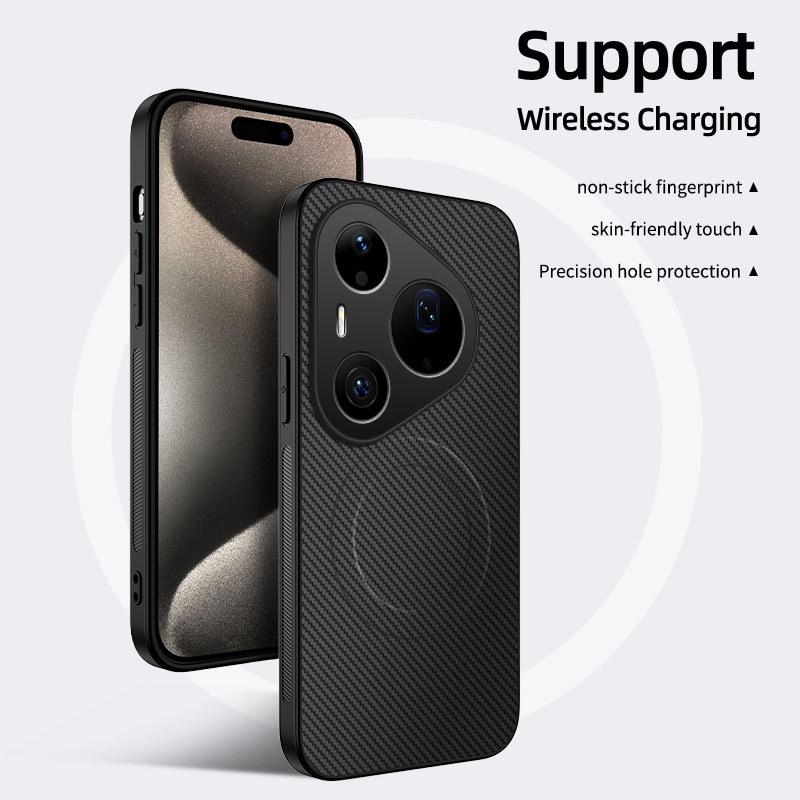 Huawei Pura90Pro Carbon Fiber Leather Texture Lens Full Coverage Magsafe Case