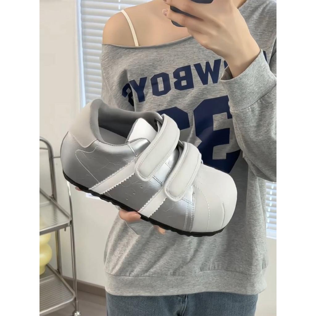 Velcro Ugly Cute Shell Head German Training Bread Shoes Women's 2025 New Versatile Inner Height Increase Leisure Sports Small Board Shoes